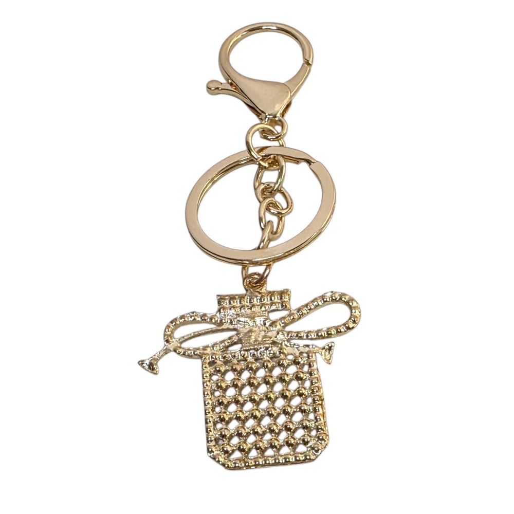 Perfume‎ Bottle Rhinestone Keychain Bag Charm Chloe Accessory Gold Tone New - Picture 3 of 6